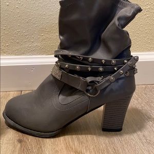 Grey studded booties